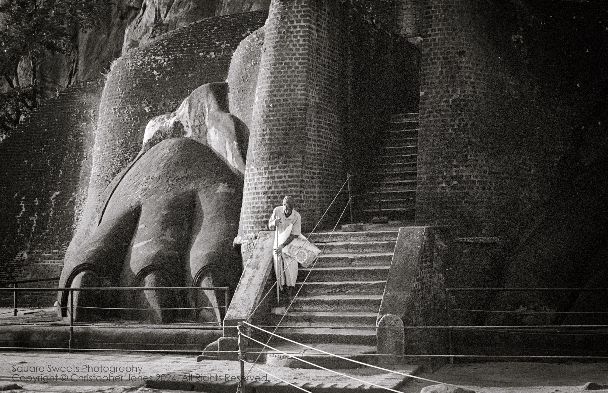 Sweeping stairs, Lion gate entrance, Sigiriya, Dambulla, Sri Lanka